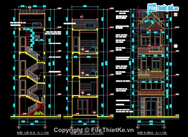 Bản vẽ nhà phố,4 tầng,nhà 4 tầng,kiến trúc đẹp