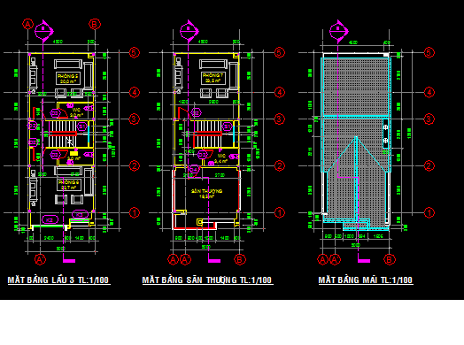 bản vẽ nhà 4 tầng,thiết kế nhà 4 tầng,nhà 4 tầng lợp mái