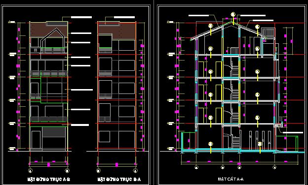 nhà 5 tầng,nhà phố 5 tầng,nhà kích thước 5.5m x 12m,nhà 5 tầng full kiến trúc,Bản vẽ nhà phố,Bản vẽ full