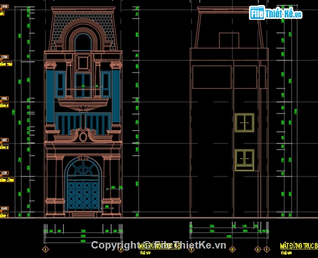 nhà phố 3 tầng,nhà phố đẹp,nhà tân cổ điển 3 tầng,Nhà phố 3 tầng 6.4x16m,bản vẽ nhà tân cổ điển 3 tầng