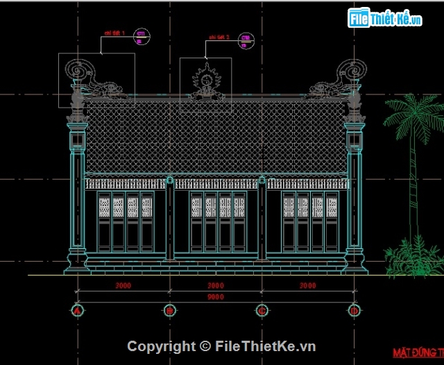 Bản vẽ nhà thờ họ,Nhà thờ họ 3 gian,Thiết kế nhà thờ họ 3 gian,File cad nhà thờ họ