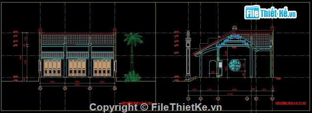 Bản vẽ nhà thờ họ,Nhà thờ họ 3 gian,Thiết kế nhà thờ họ 3 gian,File cad nhà thờ họ