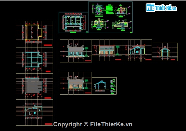 Bản vẽ nhà thờ họ,Nhà thờ họ 3 gian,Thiết kế nhà thờ họ 3 gian,File cad nhà thờ họ