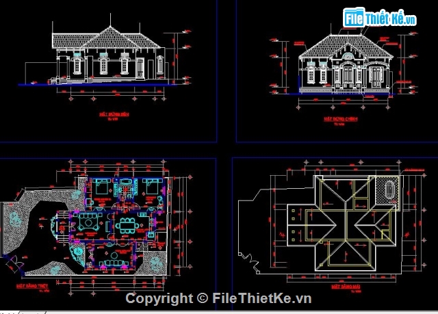 nhà trệt mái thái,kiến trúc nhà mái thái,nhà kích thuowcs12.6 x 12.2m
