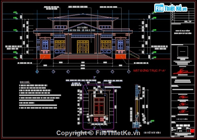 Bản vẽ thiết kế nhà văn hóa,Bản vẽ cad nhà văn hóa,nhà văn hóa,kiến trúc nhà văn hóa,nhà văn hóa đẹp,nhà văn hóa xã đoan hùng