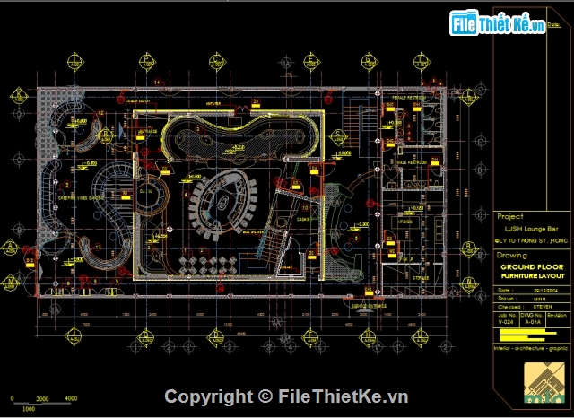 Bản vẽ thiết kế nội thất,mẫu thiết kế quán bar,thiết kế nhà hàng quán bar,Bản vẽ bố trí nội thất bar,cad nội thất quán bar