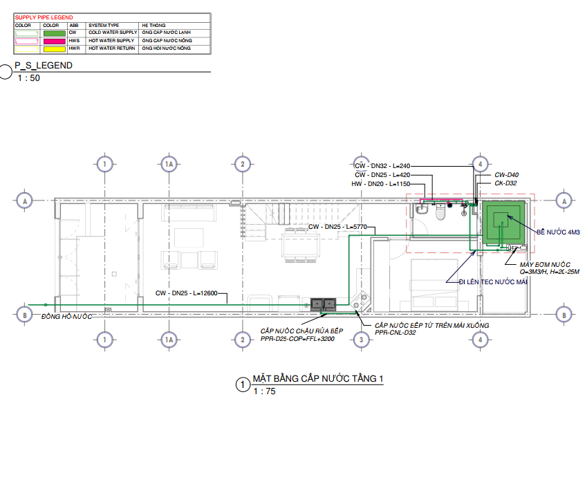 cấp thoát nước,cấp thoát nước nhà phố,hồ sơ cấp thoát nước,thiết kế revit cấp thoát nước