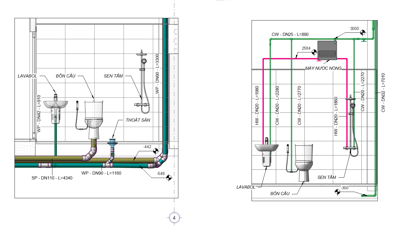 cấp thoát nước,cấp thoát nước nhà phố,hồ sơ cấp thoát nước,thiết kế revit cấp thoát nước