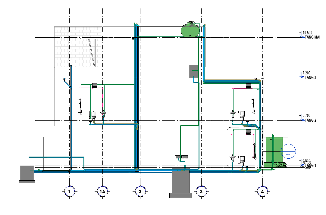 cấp thoát nước,cấp thoát nước nhà phố,hồ sơ cấp thoát nước,thiết kế revit cấp thoát nước