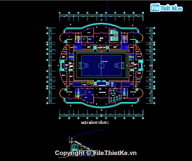 Thiết kế sân bóng rổ 2 tầng,Bản vẽ sân bóng rổ 2 tầng,sân bóng rổ,file cad sân bóng