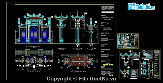 Bản vẽ thiết kế Tam Quan chùa,bản vẽ tam quan chùa,bản vẽ tam quan
