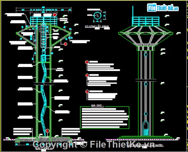 Tháp nước 30m3,kiến trúc tháp nước,kết cấu tháp nước,bản vẽ tháp nước