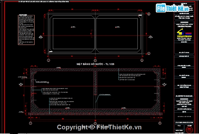 Bể nước ngầm,Bản vẽ thi công,Bể nước ngầm 50m3,cad bể nước ngầm