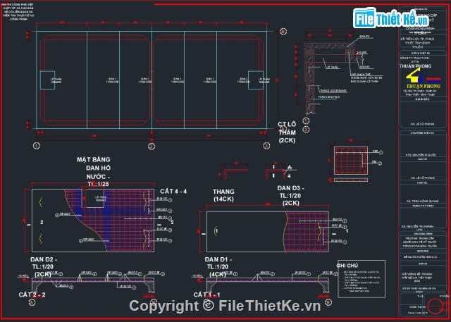 Bể nước ngầm,Bản vẽ thi công,Bể nước ngầm 50m3,cad bể nước ngầm