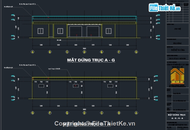 Bản vẽ nhà kho 22x30m,kiến trúc nhà kho công nghiệp,mẫu nhà kho 22x30m,bản vẽ nhà xưởng,thiết kế nhà kho