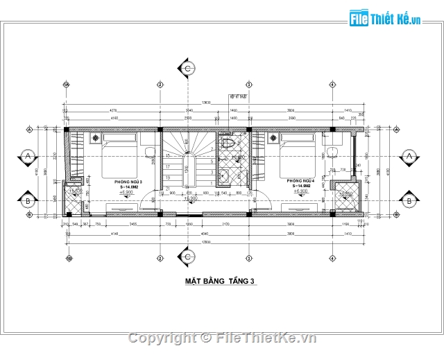 Bản vẽ nhà phố,4 tầng,nhà phố 4 tầng,4x15m