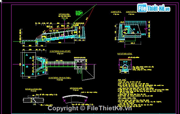 mặt cắt ngang,đường mặt cắt ngang B=6m,thiết kế thi công tuyến+cống+tràn,Bản vẽ tràn rọ đá + khối lượng,Bản vẽ cống + khối lượng