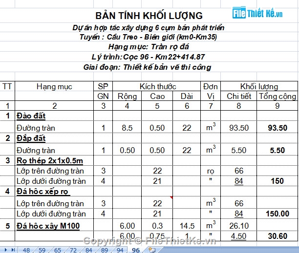 mặt cắt ngang,đường mặt cắt ngang B=6m,thiết kế thi công tuyến+cống+tràn,Bản vẽ tràn rọ đá + khối lượng,Bản vẽ cống + khối lượng