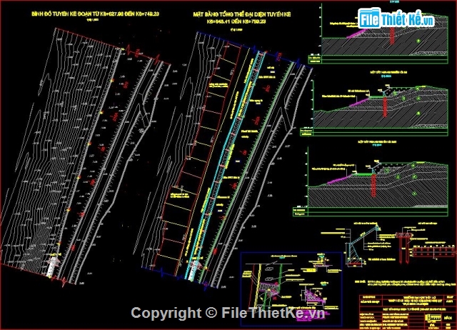 Bản Vẽ Thiết Kế + Thuyết Minh Kè Bảo Vệ Bờ Sông. Hình Thức Kè Tường Đứng  Kết Hợp Mái Nghiêng