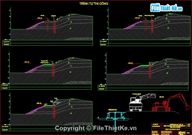 kè bảo vệ bờ sông,hình thức kè tường đứng kết hợp mái nghiêng,Bản vẽ kè sông