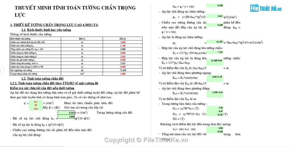 TƯỜNG,TƯỜNG TRỌNG LỰC,tường chắn đất