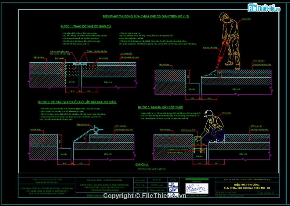 sửa chữa cầu,gia cố cầu,gia cường cầu,autocad sửa chữa cầu,biện pháp sửa chữa cầu