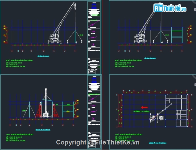 Bản vẽ + Thuyết minh Biện pháp thi công nhà thép (Cad + word)