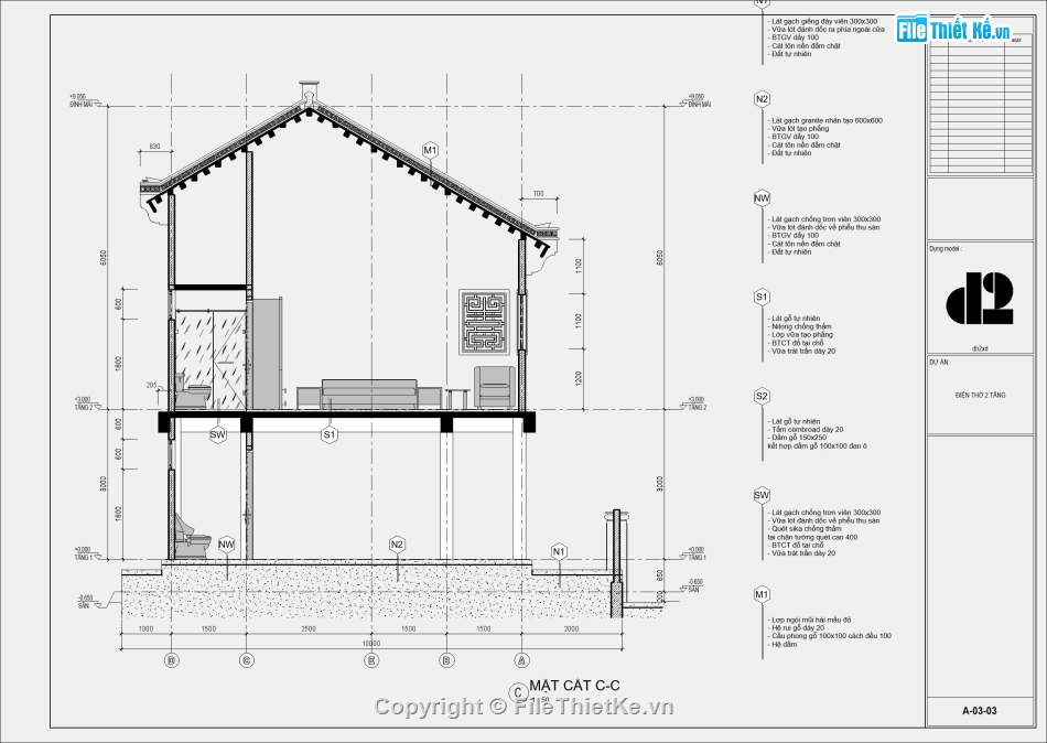 mẫu nhà 2 tầng kiểu nhà sàn,nhà thờ 3 gian,bản vẽ revit