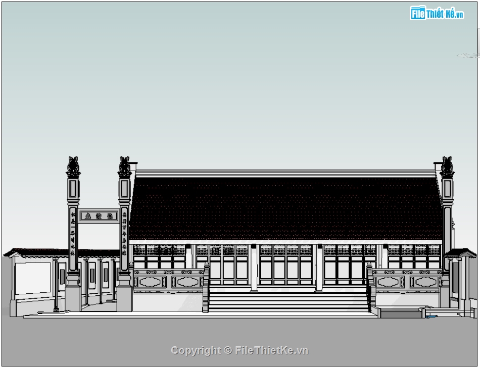 Nhà thờ họ,Revit nhà thờ họ,Nhà thờ họ 7.5x13.5m,Thiết kế nhà thờ họ