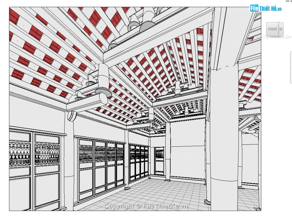 Nhà thờ họ,Revit nhà thờ họ,Nhà thờ họ 7.5x13.5m,Thiết kế nhà thờ họ