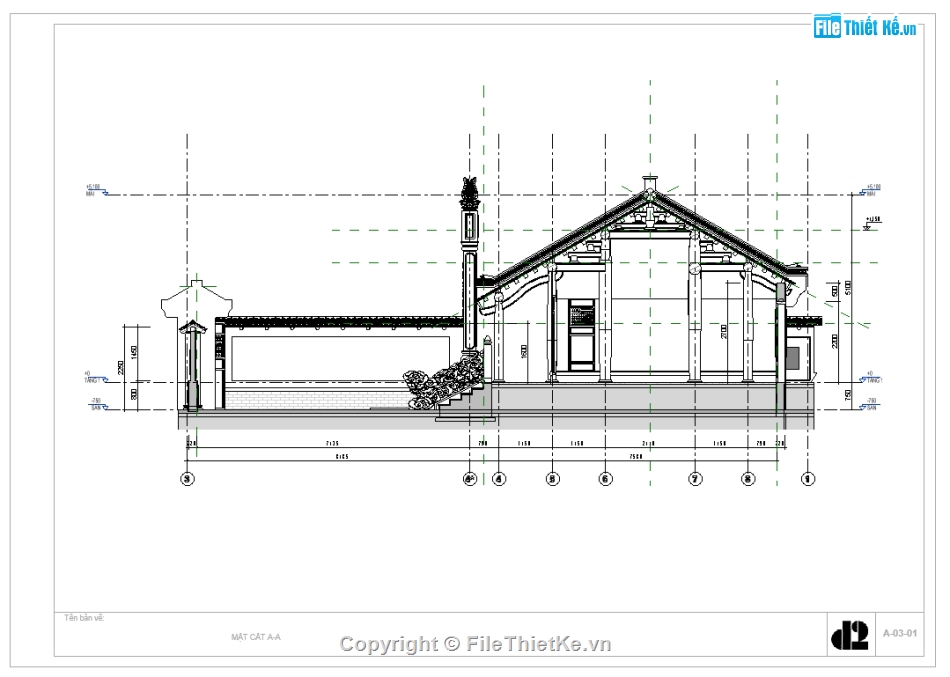 Nhà thờ họ,Revit nhà thờ họ,Nhà thờ họ 7.5x13.5m,Thiết kế nhà thờ họ