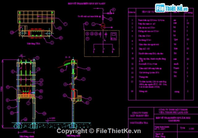 thiết kế trạm biến áp,mẫu trạm biến áp,bản vẽ trạm biến áp,trạm biến áp 35Kv