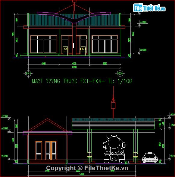 trạm xăng dầu đẹp,bản vẽ kiến trúc trạm xăng,trạm xăng dầu trường tân