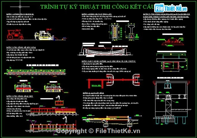 Bản vẽ kĩ thuật,thi công cầu,công trình,bien phap thi cong ket cau nhip,cac buoc thi cong ket cau nhip,thi cong ket cau nhip bang gia long mon