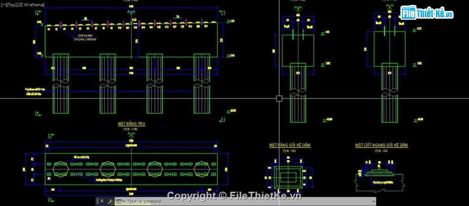 xà mũ trực tiếp trên cọc,xà mũ trụ,bản vẽ xà mũ trụ