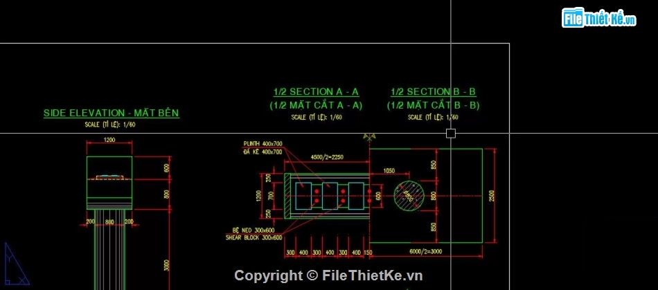 trụ,trụ thân cột,bản vẽ trụ thân cột