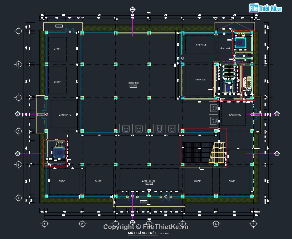 Bản vẽ cad Trung tâm thương mại,Bản vẽ cad Trung tâm,trung tâm thương mại
