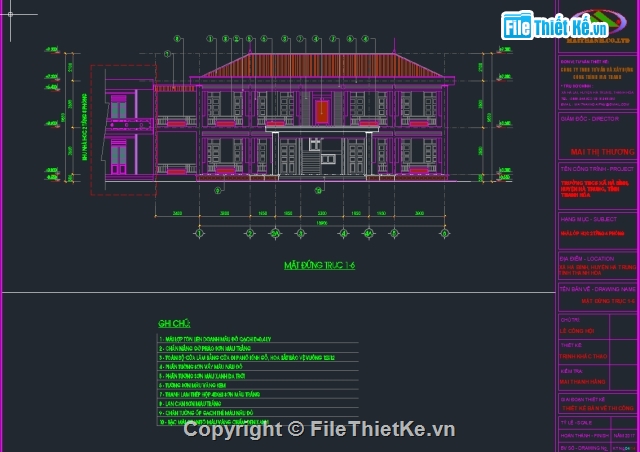 trường học,2 tầng 4 phòng,vẽ trường học,bản vẽ trường học,Bản vẽ trường học 2 tầng