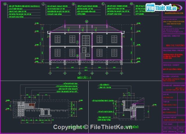 trường học,2 tầng 4 phòng,vẽ trường học,bản vẽ trường học,Bản vẽ trường học 2 tầng