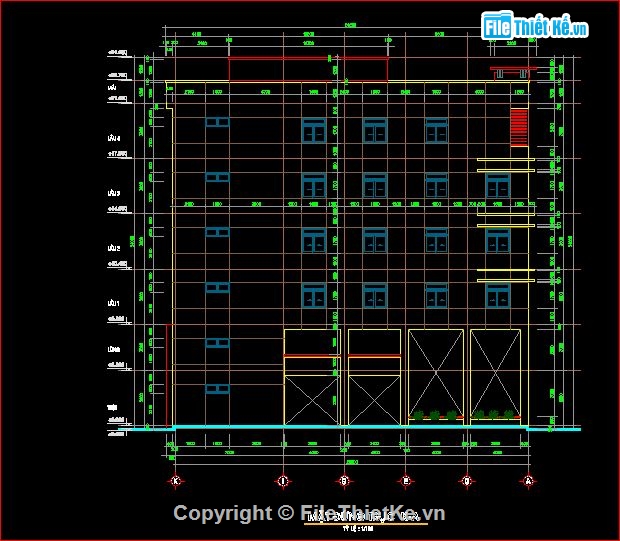 trường học 4 tầng,kiến trúc trường học,kết cấu trường học,bản vẽ trường học 4 tầng