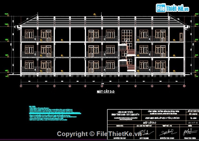 Trường mầm non Đại Xuân,Trường mầm non,Bản vẽ Trường mầm non,Trường mầm non  3 tầng 9 phòng,3 tầng 9 phòng