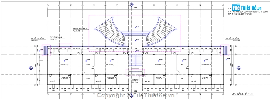 Trường mầm non 1 tầng,file cad trường mầm non,bản vẽ trường mầm non,autocad trường mầm non,trường mầm non 11x50m