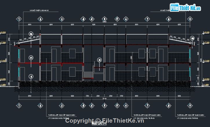 trường mầm non,trường mầm non 2 tầng,bản vẽ trường học,bản vẽ cad trường học