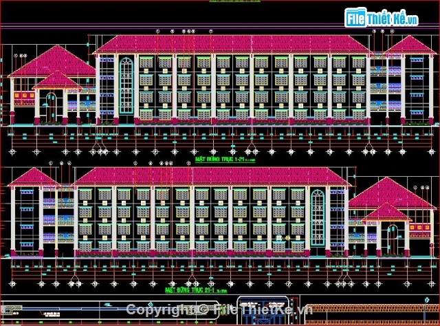 nhà 4 tầng,kiến trúc 4 tầng,Bản vẽ trường THCS Bình Tri Đông