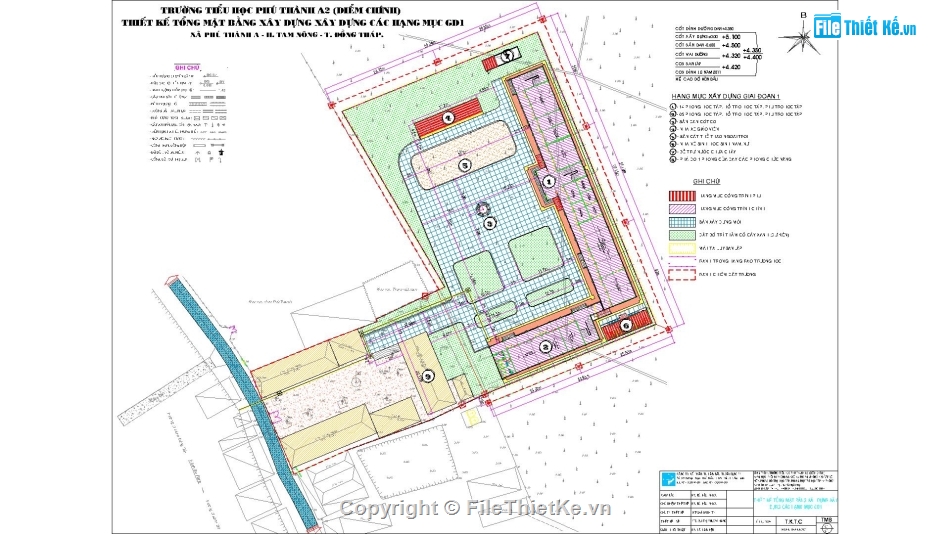 bản vẽ trường tiểu học,dự án trường tiểu học,Bản vẽ trường tiểu học Phú Thành A2