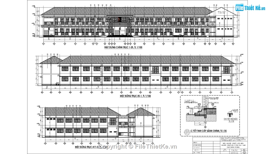bản vẽ trường tiểu học,dự án trường tiểu học,Bản vẽ trường tiểu học Phú Thành A2