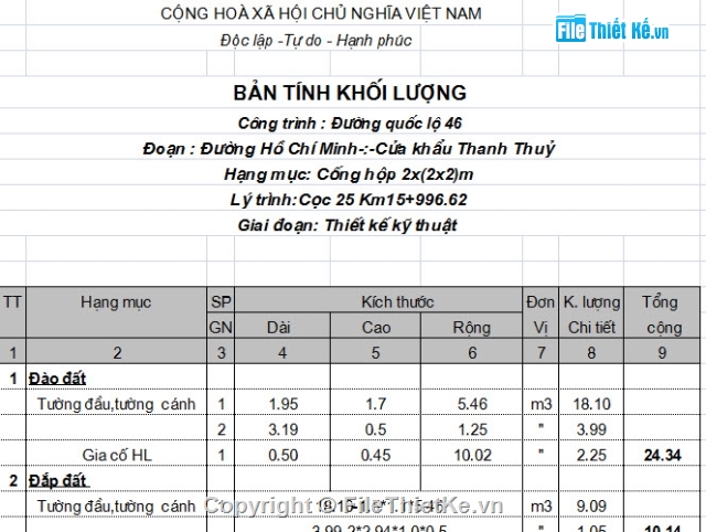 Bản vẽ mặt cắt ngang,Bản vẽ trắc ngang tuyến,Bản vẽ cống hộp + khối lượng,Bản vẽ cống tròn + khối lượng,Khối lượng nền mặt