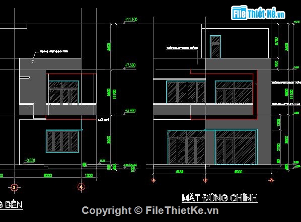 ban vẽ xây dựng,mẫu nhà 2 tầng 1 tum,bản vẽ thiết kế nhà đẹp