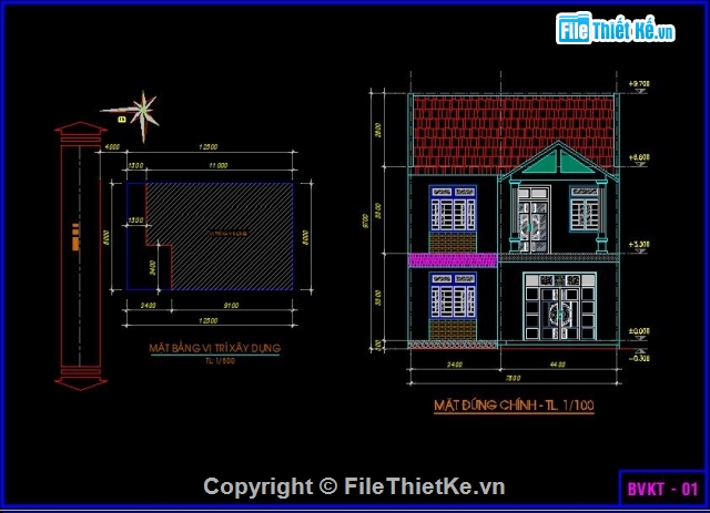 Bản vẽ nhà dân 2 tầng,bản vẽ xin phép xây dựng,Bản vẽ nhà phố 2 tầng,nhà dân 2 tầng,nhà dân 2 tầng 8x12.5m