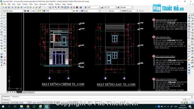 bản vẽ 2 tầng,2 tầng 4.3x14.1m,Nhà phố  2 tầng 4.3x14.1m,FIlethietke nhà phố 2 tầng,Filethiêtke 2 tầng 4.3x14.1m